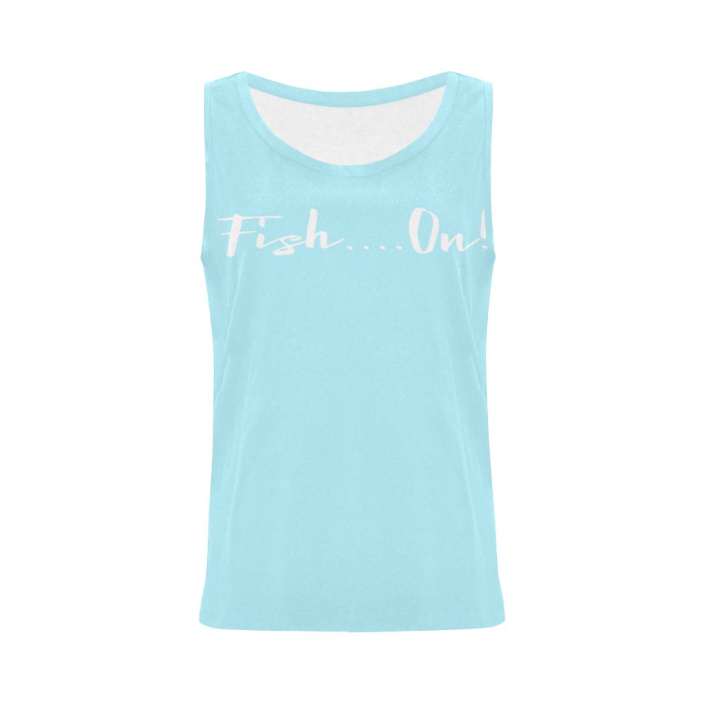 Fish on-white-Aqua All Over Print Tank Top for Women (Model T43)