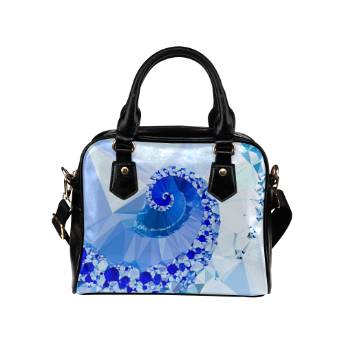 Blue White Geometric Fractal Art Shoulder Handbag (Model 1634)