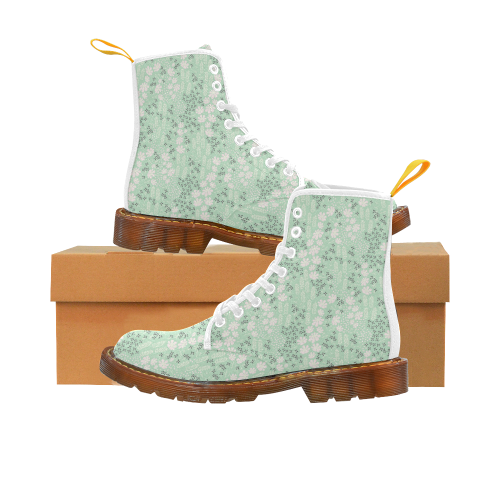 Mint Floral Pattern Martin Boots For Women Model 1203H