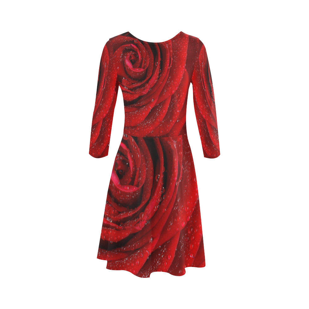 Red rosa 3/4 Sleeve Sundress (D23)