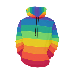 Horizontal Rainbow All Over Print Hoodie for Women (USA Size) (Model H13)