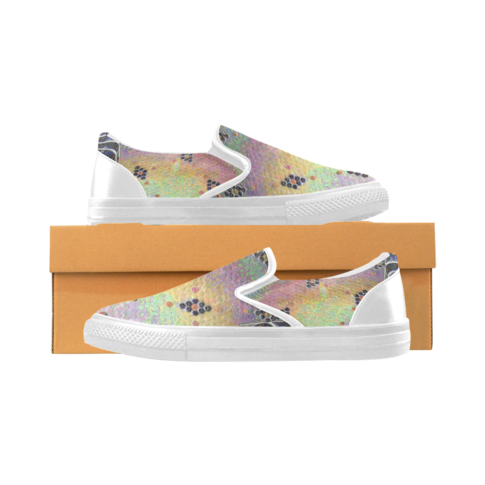 hexagon tile in rainbow colors Slip-on Canvas Shoes for Men/Large Size (Model 019)