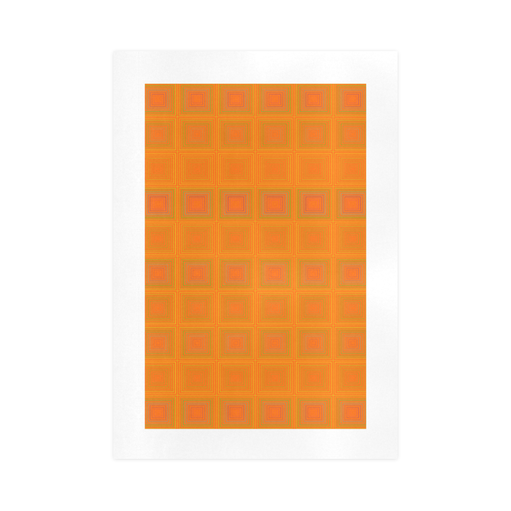 Orange reddish multicolored multiple squares Art Print 16‘’x23‘’