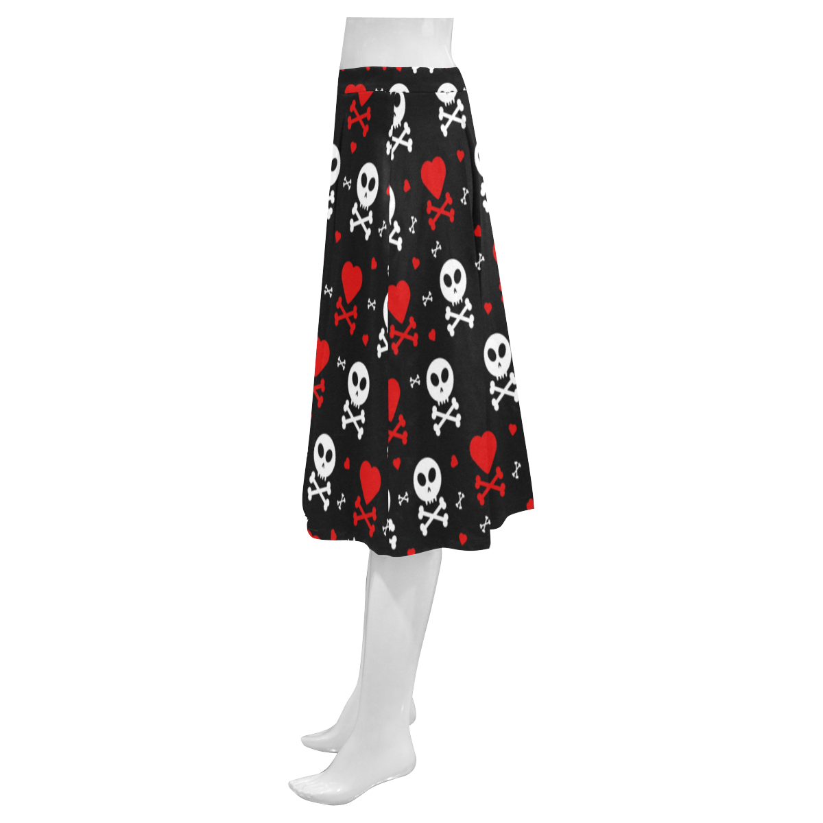 Skull and Crossbones Mnemosyne Women's Crepe Skirt (Model D16)