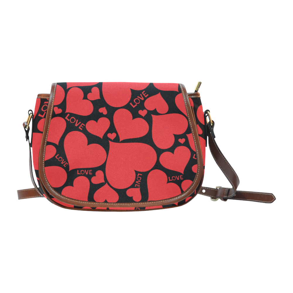 Love Red Hearts Saddle Bag/Small (Model 1649) Full Customization
