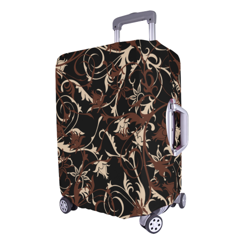 plants and flowers black Luggage Cover/Large 26"-28"