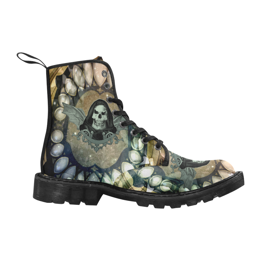 Awesome scary skull Martin Boots for Men (Black) (Model 1203H)