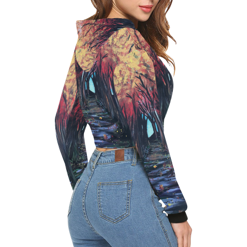 Autumn Day All Over Print Crop Hoodie for Women (Model H22)
