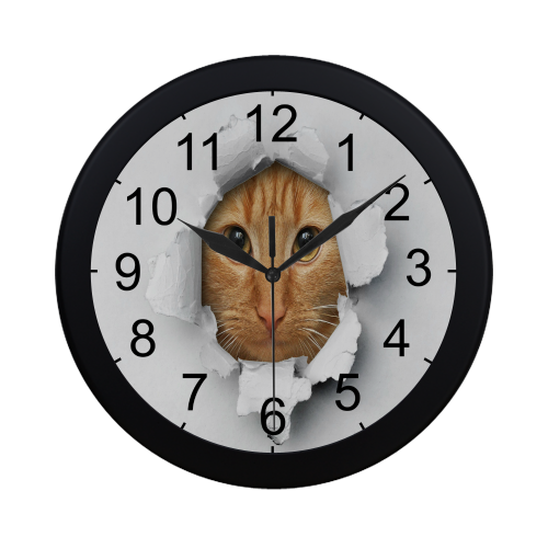 Kitty Peeking Circular Plastic Wall clock