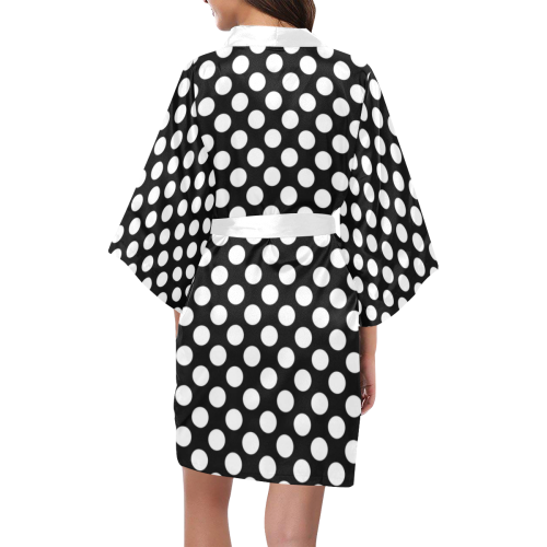 Black and White Polka Dot Kimono Robe