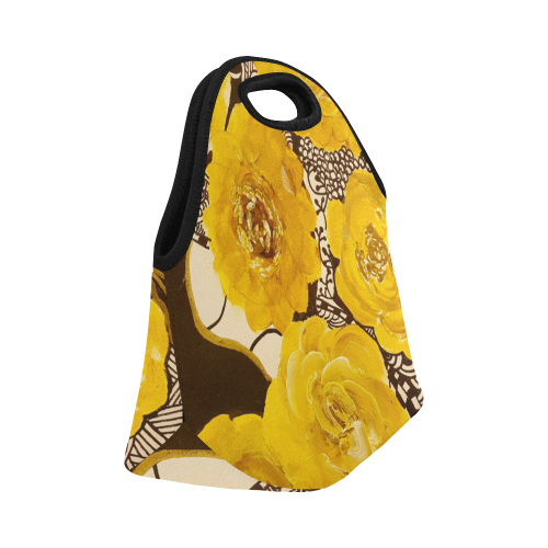 YELLOW ROSE ZENTANGLE Neoprene Lunch Bag/Small (Model 1669)