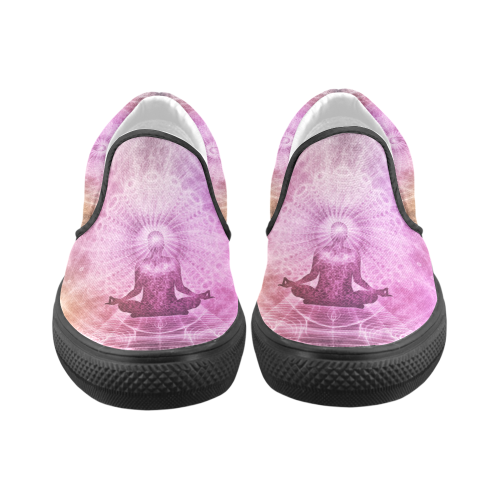 meditation yoga graphic art Women's Unusual Slip-on Canvas Shoes (Model 019)