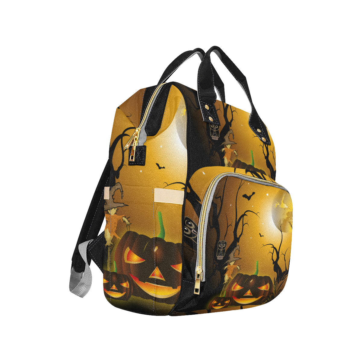 Halloween, Funny scarecrow with punpkin Multi-Function Diaper Backpack/Diaper Bag (Model 1688)