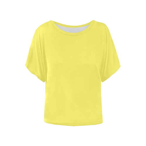 Darling Dahlia Flowers Yellow Solid Color Women's Batwing-Sleeved Blouse T shirt (Model T44)