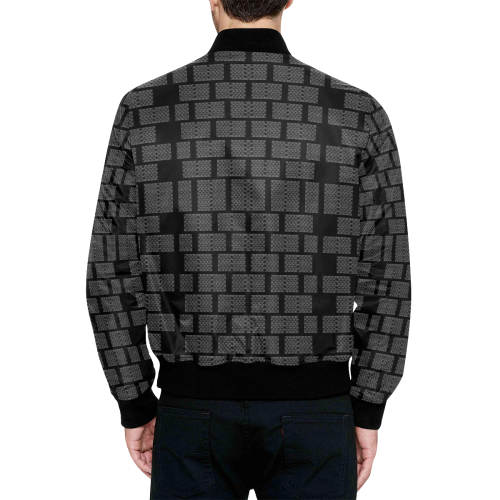 bricks blocks All Over Print Quilted Bomber Jacket for Men (Model H33)