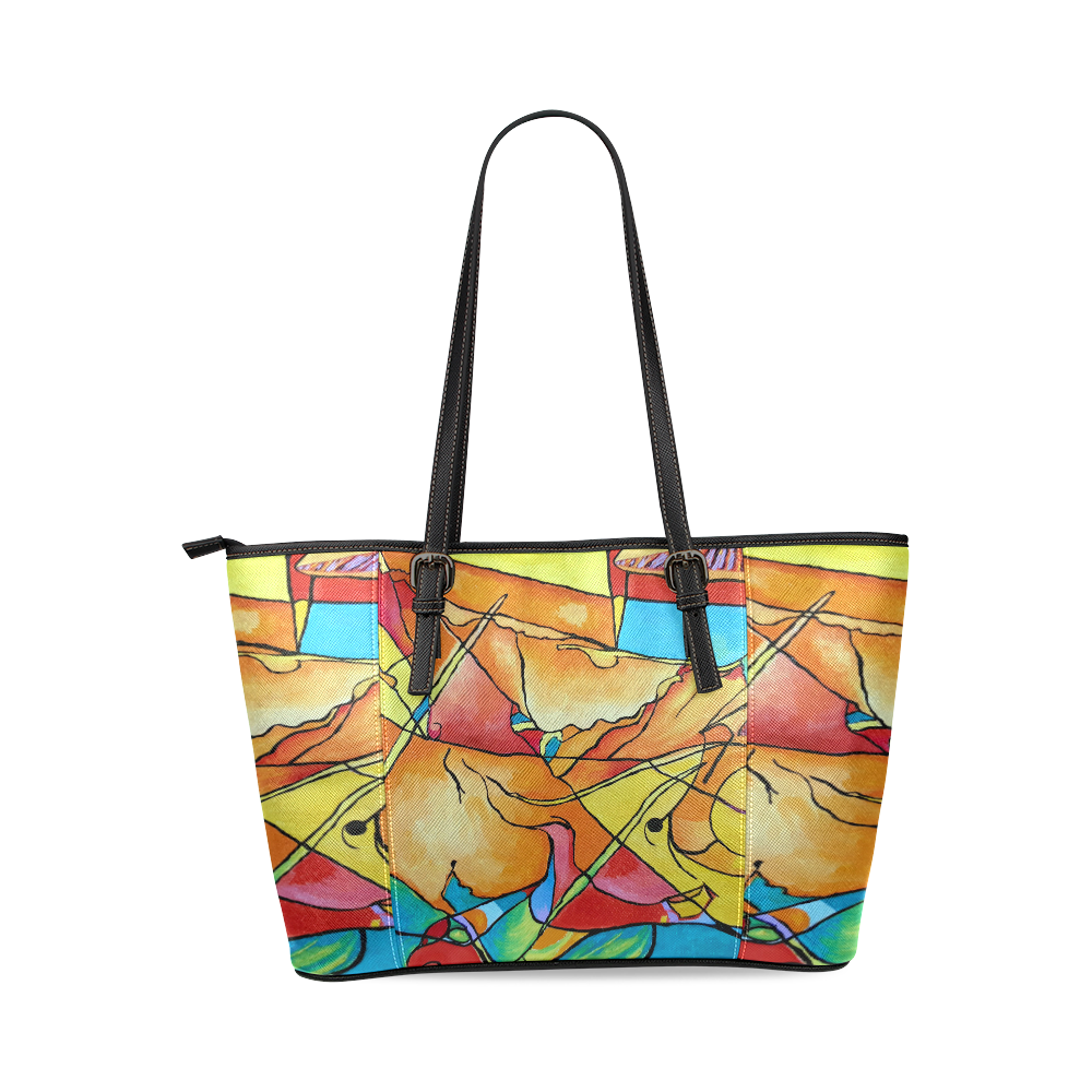 ABSTRACT NO. 1 Leather Tote Bag/Small (Model 1640)