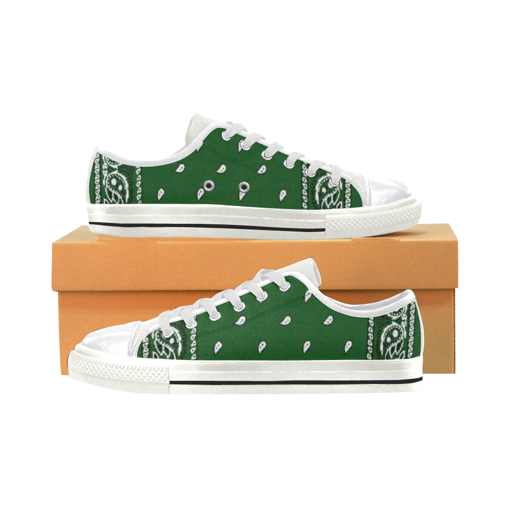 Green Bandana Women's Classic Canvas Shoes (Model 018)