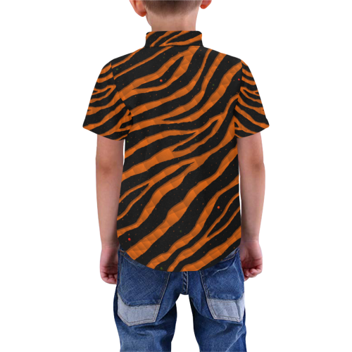 Ripped SpaceTime Stripes - Orange Boys' All Over Print Short Sleeve Shirt (Model T59)