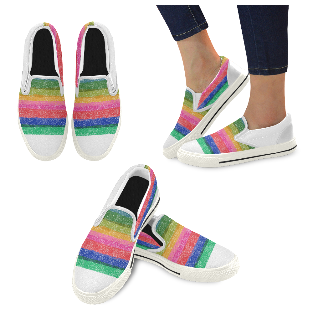 DESIGN Ethnic lines Shoes Women's Slip-on Canvas Shoes (Model 019)
