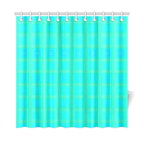 Baby blue yellow multicolored multiple squares Shower Curtain 72"x72"