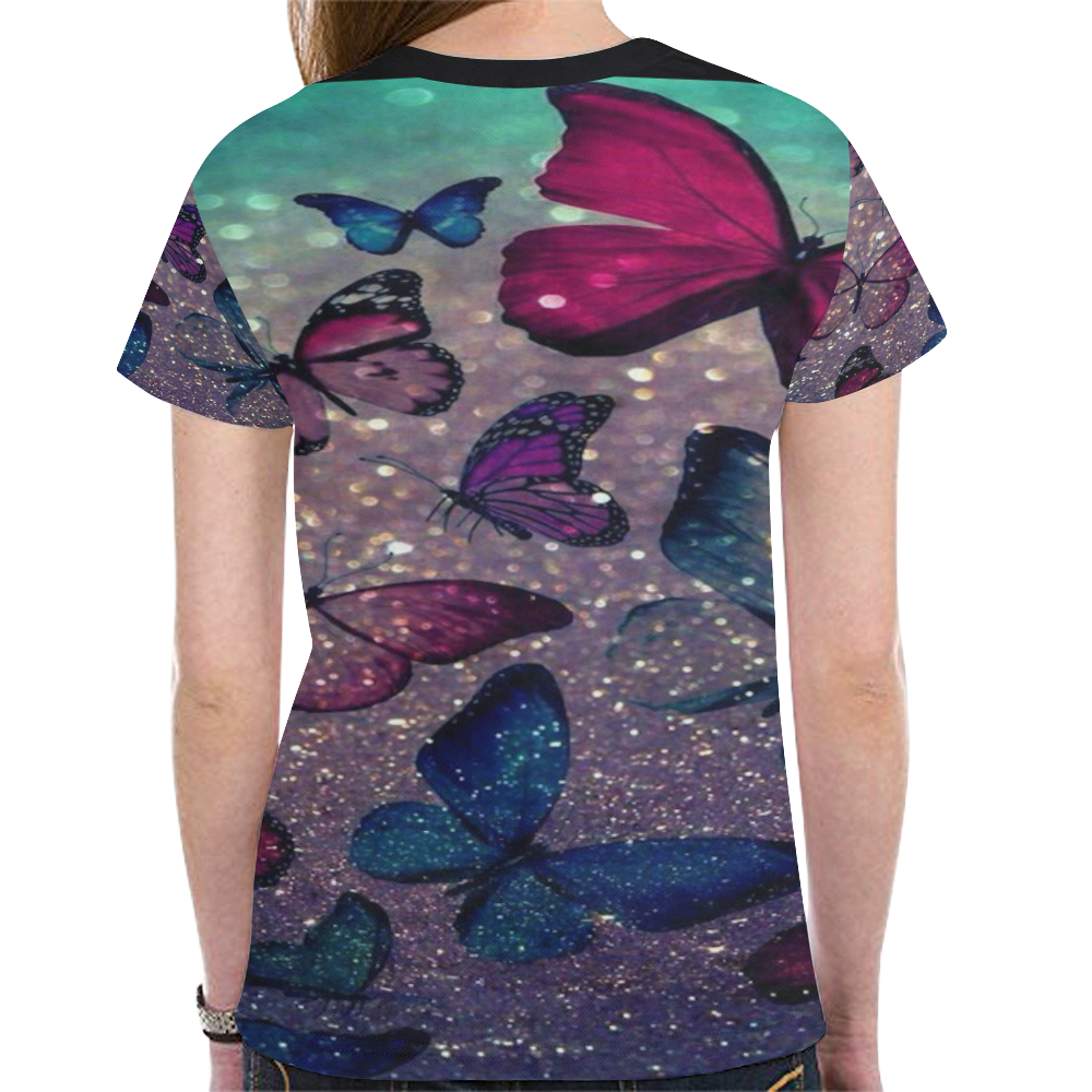 glitter butterfly New All Over Print T-shirt for Women (Model T45)