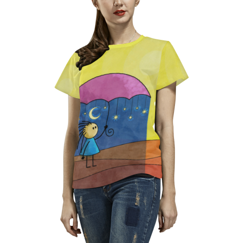 We Only Come Out At Night All Over Print T-shirt for Women/Large Size (USA Size) (Model T40)