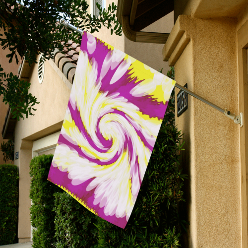 Pink Yellow Tie Dye Swirl Abstract Garden Flag 28''x40'' （Without Flagpole）