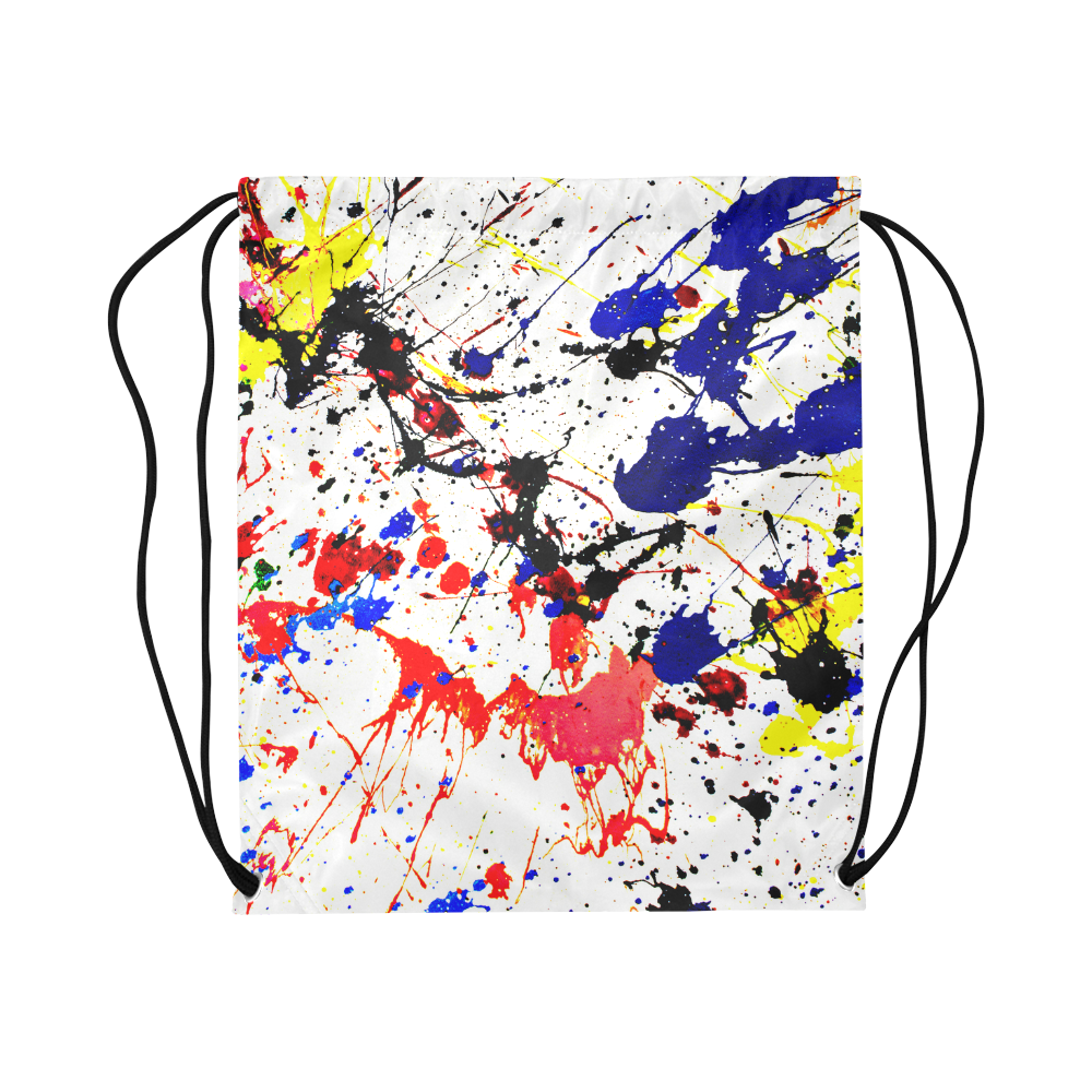 Blue & Red Paint Splatter Large Drawstring Bag Model 1604 (Twin Sides)  16.5"(W) * 19.3"(H)
