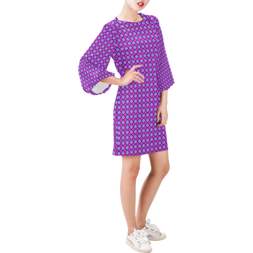 Jewel Purple Stripe Bell Sleeve Dress (Model D52)