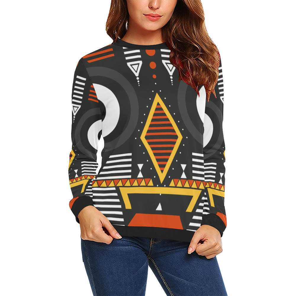 bobo bwa All Over Print Crewneck Sweatshirt for Women (Model H18)