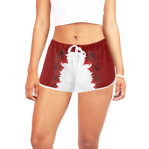 Canada Maple Leaf Shorts Women's All Over Print Relaxed Shorts (Model L19)