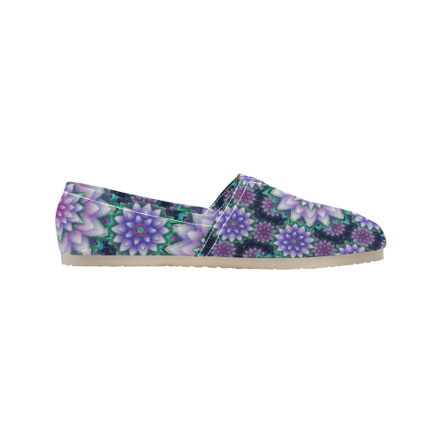 Lotus Flower Ornament - Violet and green Women's Classic Canvas Slip-On (Model 1206)