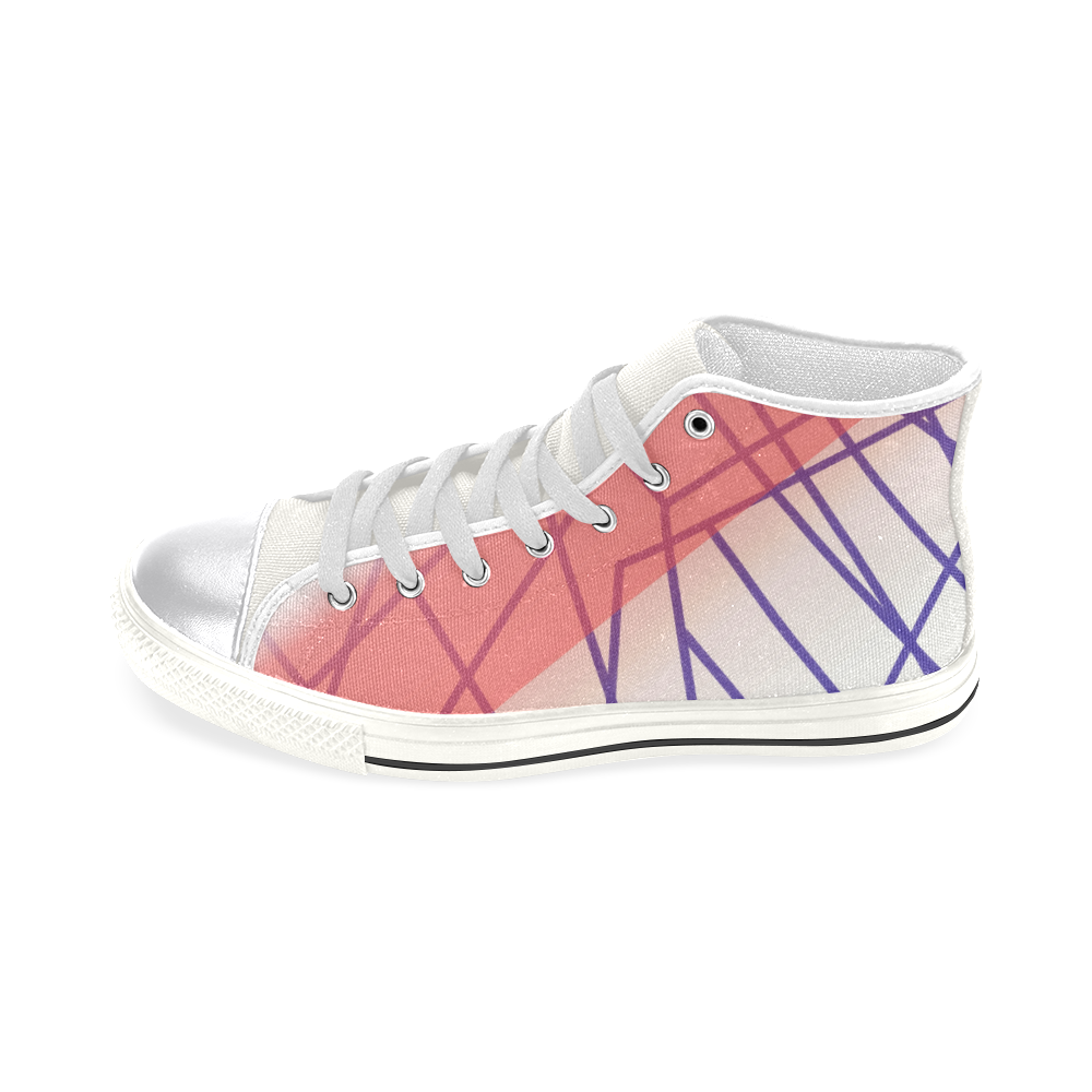 Design pink lines on white Women's Classic High Top Canvas Shoes (Model 017)