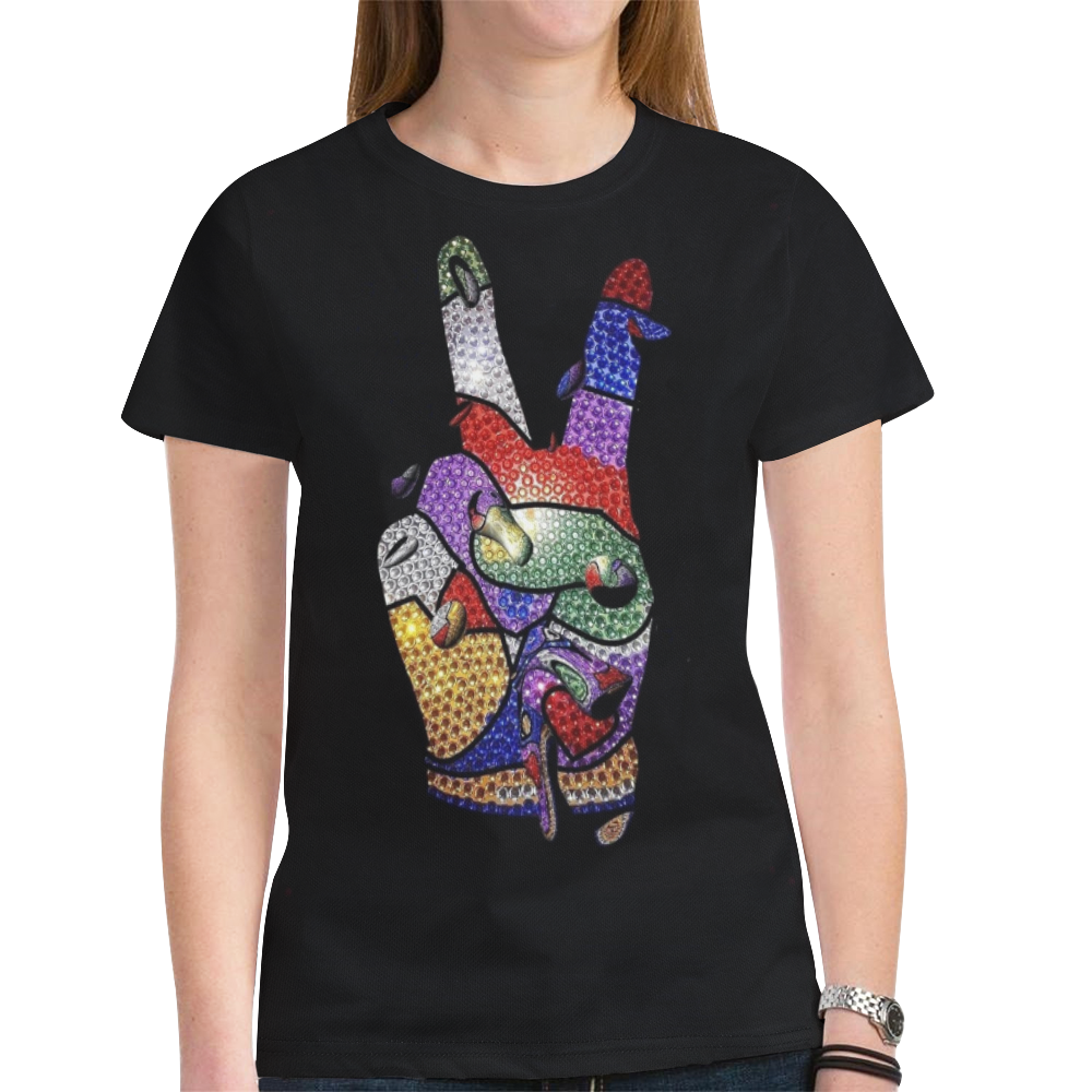 Glitter Peace by Nico Bielow New All Over Print T-shirt for Women (Model T45)