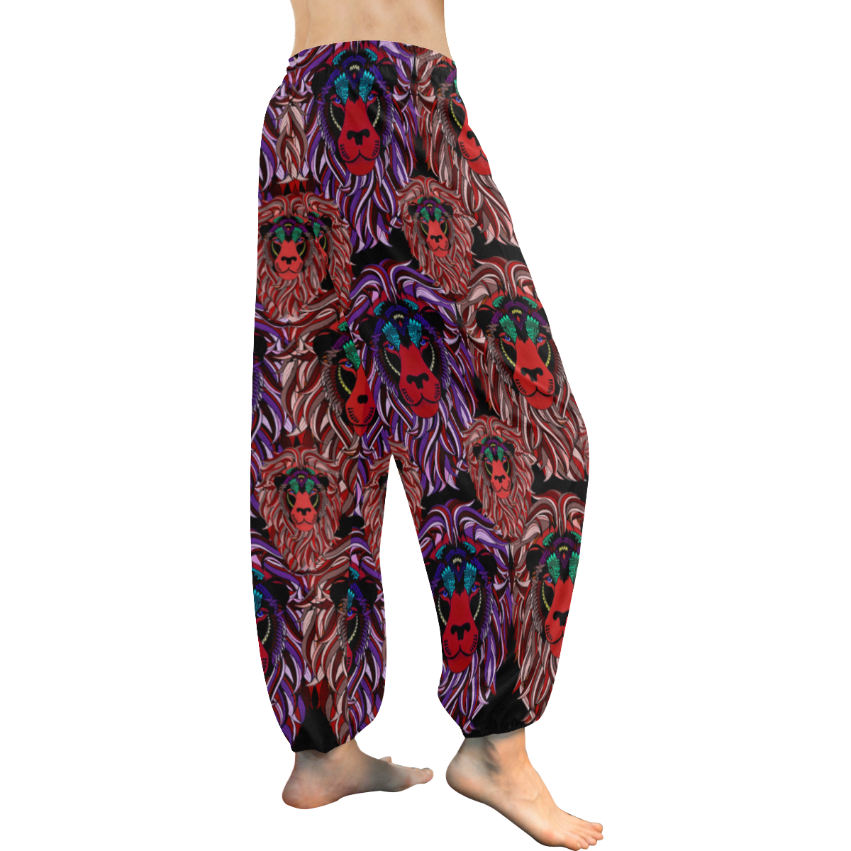 stylised Lions Women's All Over Print Harem Pants (Model L18)