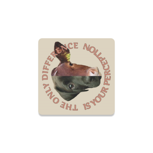 Vegan Cow and Dog Design with Slogan Square Coaster