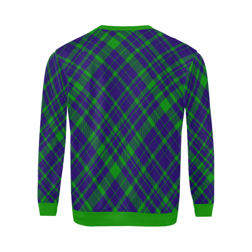 Diagonal Green & Purple Plaid Modern Style All Over Print Crewneck Sweatshirt for Men (Model H18)