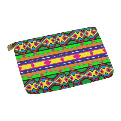 Distorted colorful shapes and stripes Carry-All Pouch 12.5''x8.5''