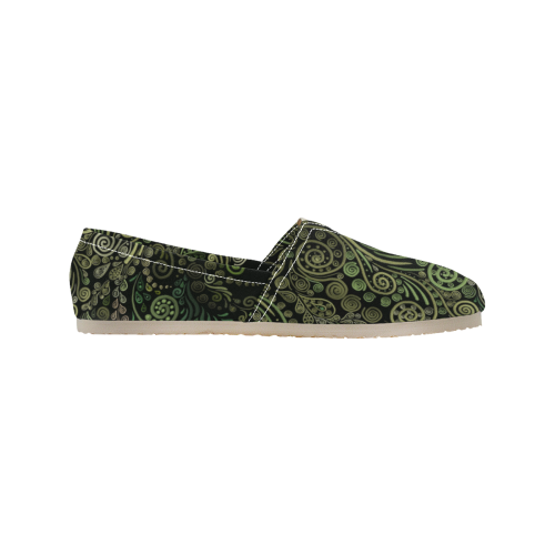 3D Psychedelic Fantasy Tree, green on black Women's Classic Canvas Slip-On (Model 1206)