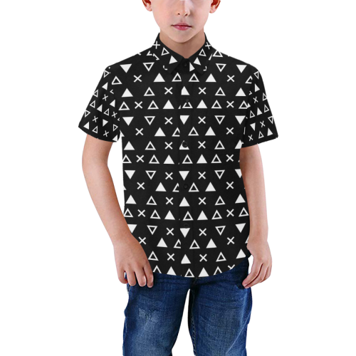 Geo Line Triangle Boys' All Over Print Short Sleeve Shirt (Model T59)