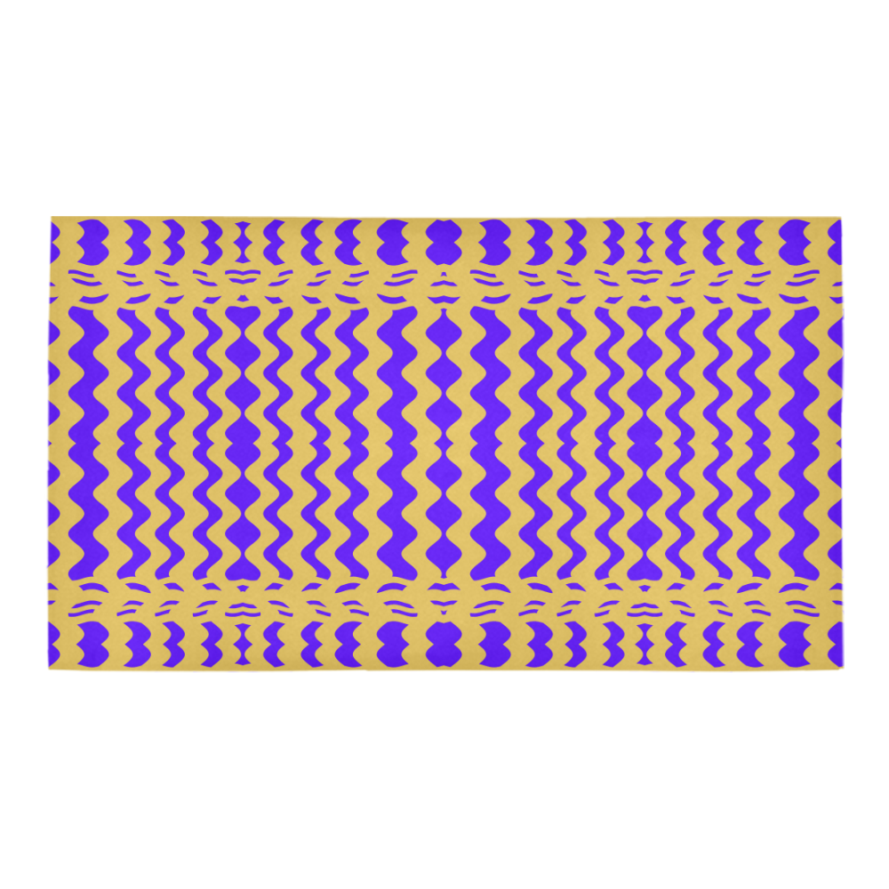 Purple Yellow Modern  Waves Lines Bath Rug 16''x 28''
