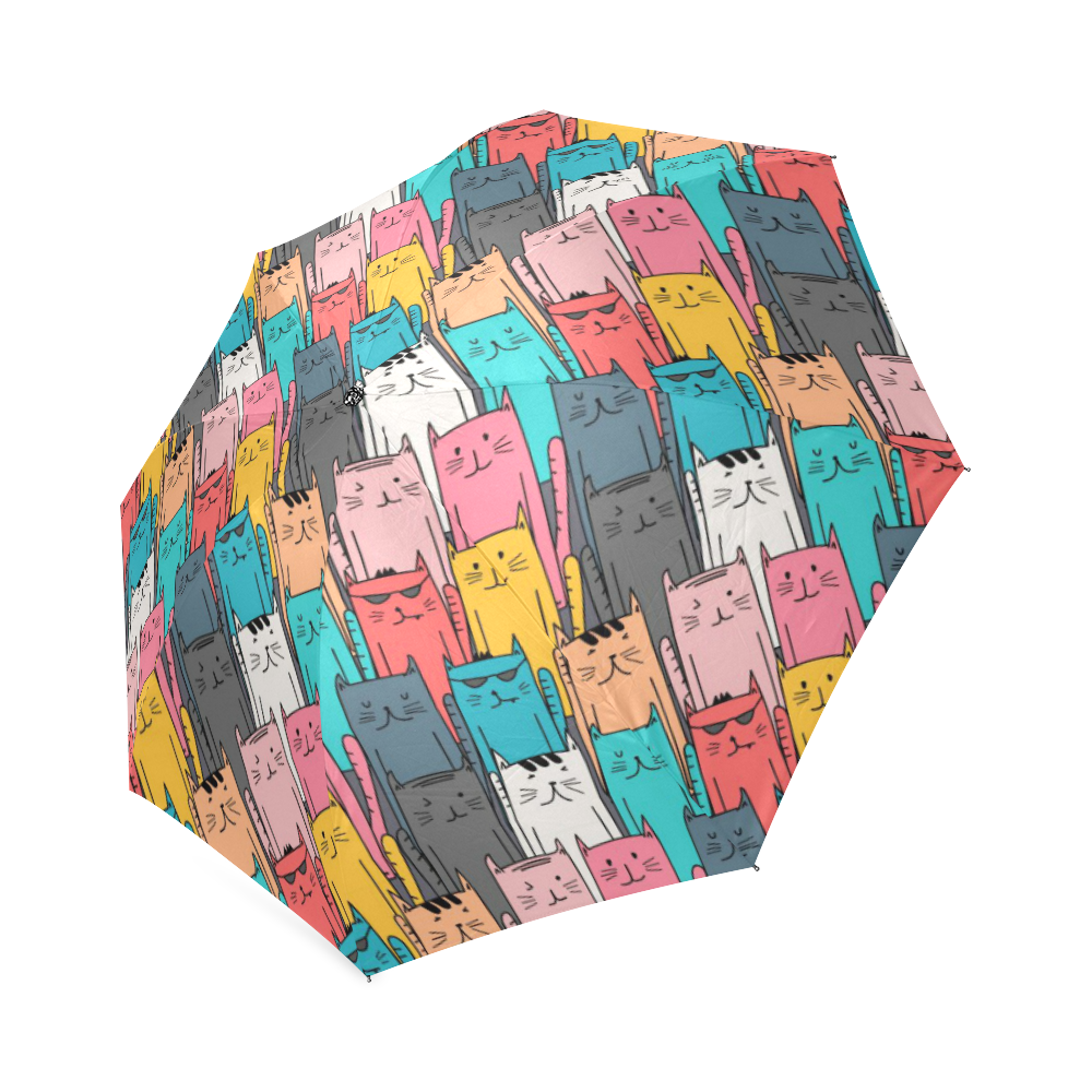 Cartoon Cat Pattern Foldable Umbrella (Model U01)