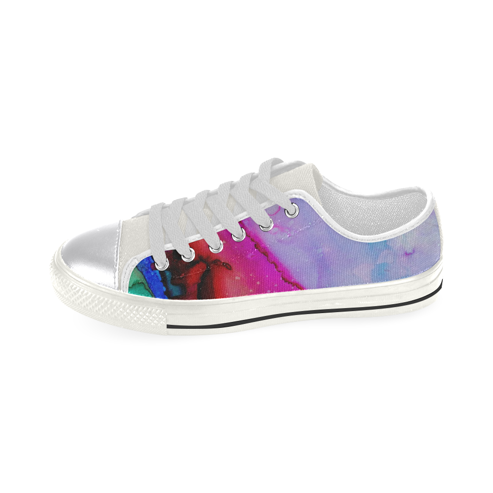 Red purple green ink Women's Classic Canvas Shoes (Model 018)