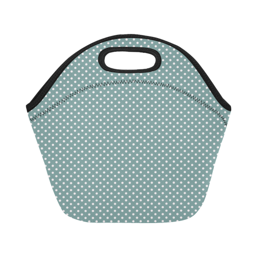 Silver blue polka dots Neoprene Lunch Bag/Small (Model 1669)