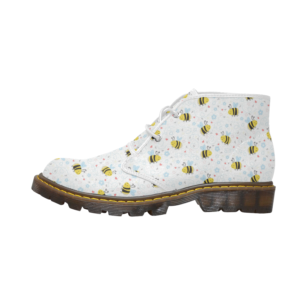 Cute Bee Pattern Men's Canvas Chukka Boots (Model 2402-1)