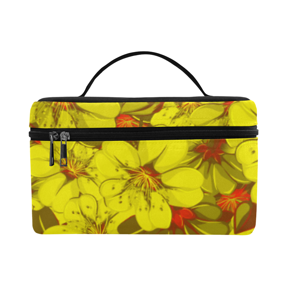 Yellow flower pattern Lunch Bag/Large (Model 1658)