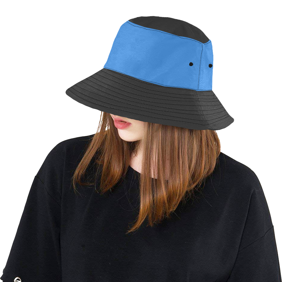 solid colors black and blue All Over Print Bucket Hat