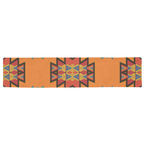 Misc shapes on an orange background Table Runner 16x72 inch