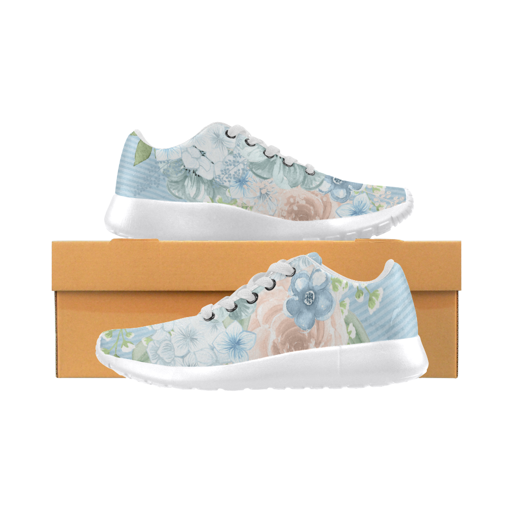 Floral Flower Shoes, Sweet Pastel Flower Women’s Running Shoes (Model 020)