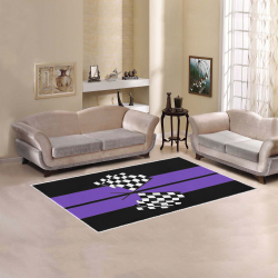 Checkered Flags, Race Car Stripe Black and Purple Area Rug 5'x3'3''